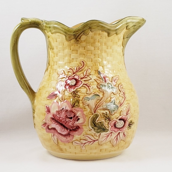 Longaberger Majolica Garden Pottery Pitcher